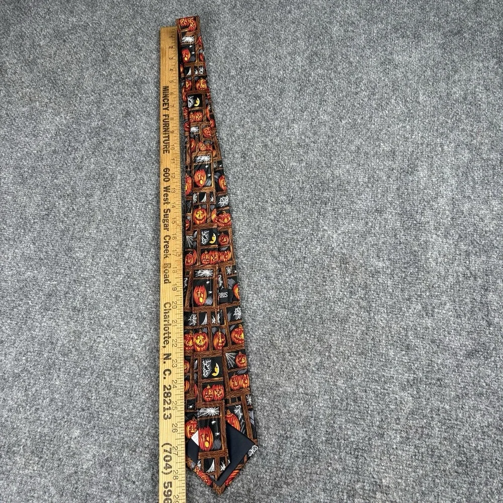 Steven Harris Halloween Tie‎ Men Handmade Black Pumpkin Spookycore Retro Novelty